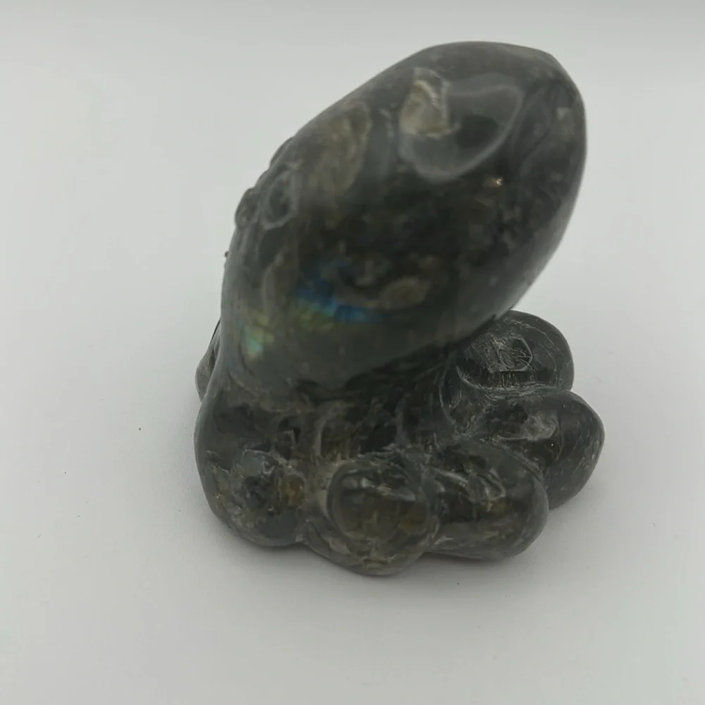 Natural blue flash labradorite octopus carving